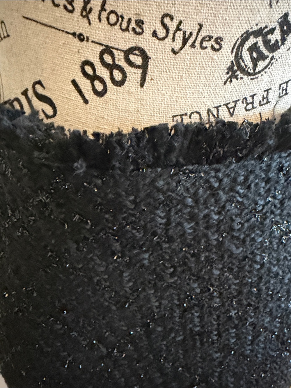 Tweed Metallic Black Fringe-Trim Mermaid Maxi Skirt L - Picture 2 of 12